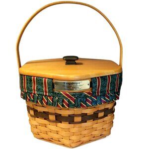 1997 Longaberger Christmas Collection Snowflake Basket Green Accent Lid Liners